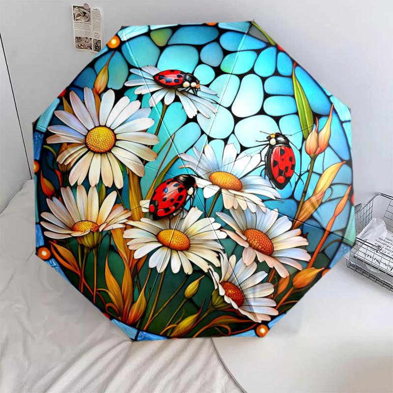 Butterflies Flowers Automatic Umbrella - Suitable Travel Outdoor Portable Umbrella Birthday Gift Daily Essentials