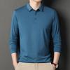 Men'S Long Sleeve Lapel Polo Shirt Casual Solid Color Bottom T-Shirt Business Top