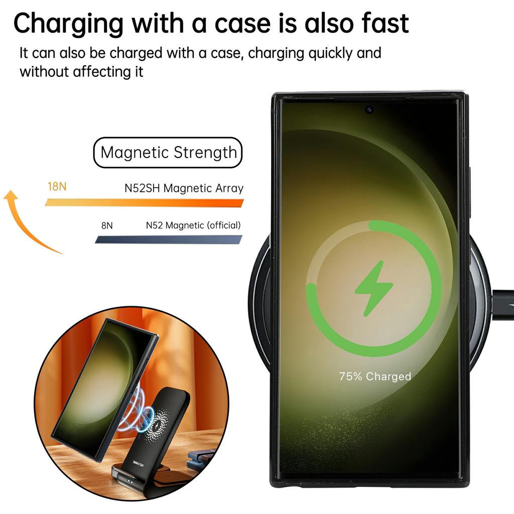 For Samsung Galaxy S25 Ultra Case Magnetic Kickstand PU Leather Coated PC+TPU Phone Cover