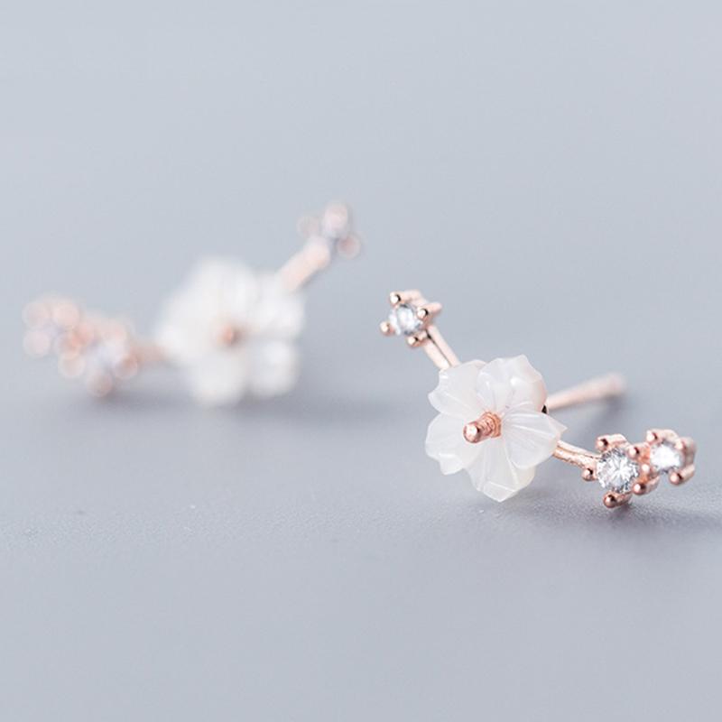S925 Silber Blume Ohrstecker Zirkonia Niedliche Allergiefreie Silber Ohrstecker für Damen Mädchen Temperament Schmuck