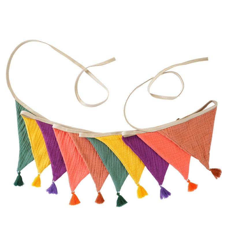 Festoni Bandierine in Cotone Crepe Colori Caramella Luminosi Per Asilo Nido Compleanni di Bambini Feste Eventi