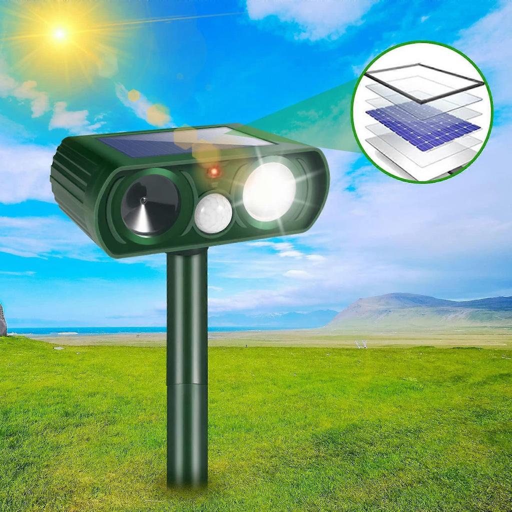 4 Pack Solar Ultrasonic Animal Repeller 2025 Outdoor Motion Sensor Cat Dog Deer Deterrent Light for Yard