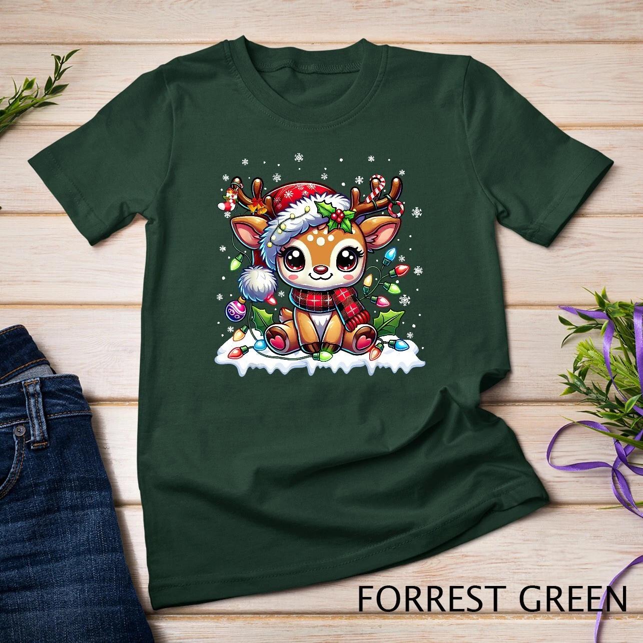 

Cute Reindeer Santa Christmas 2024 Xmas Girls Women Kids T-Shirt Unisex T-shirt XL