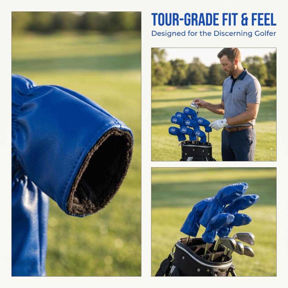 8pcs Soft Lining Golf Iron Head Covers PU Material Head Cover Set Club Shell Men and Women