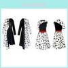 Enchanting Kids Cruella De Vil Polka Dot Cosplay Costume Gown For Theatrical Performance