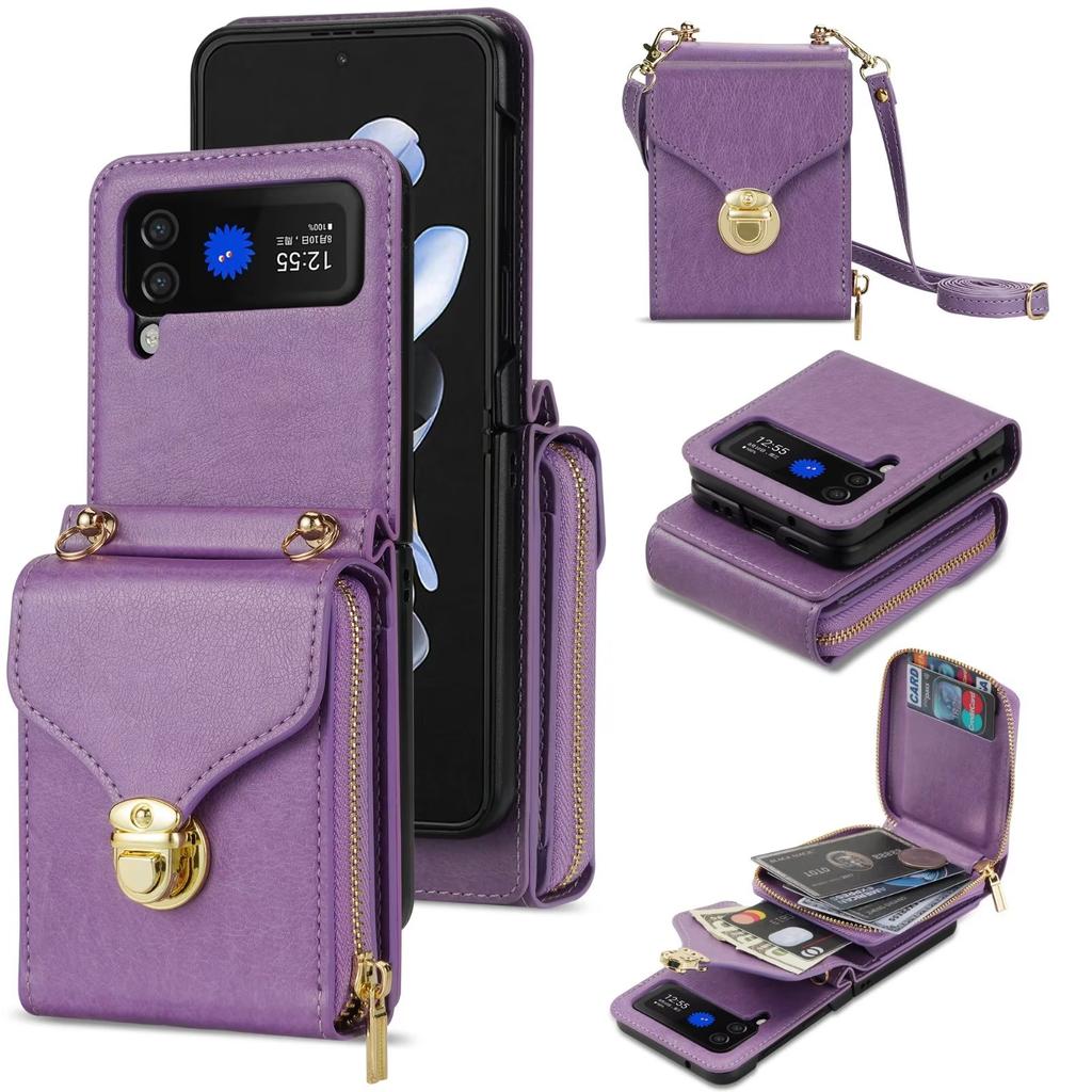 Zipper Crossbody Wallet Case for Samsung Galaxy Z Flip Flip