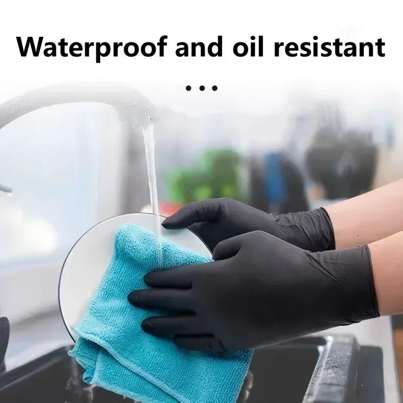 20/50/100PCS Black Nitrile Disposable Gloves for Work Latex Free Home Cleaning Glove Textured Mechanic Tattoo Hair Dye Beauty