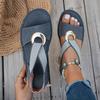 Sandali bassi da donna, leggeri e versatili con dettagli a fibbia metallica e design a cinturino singolo, scarpe da spiaggia antiscivolo per esterni con suola spessa e punta aperta