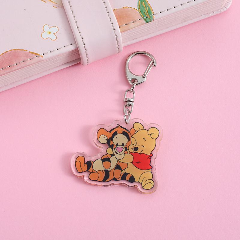 1/12Pcs Disney Winnie the Pooh Acrylic Car Keychain Cute Backpack Pendant Funny Bag Charms Accessories Decoration Holiday Gifts