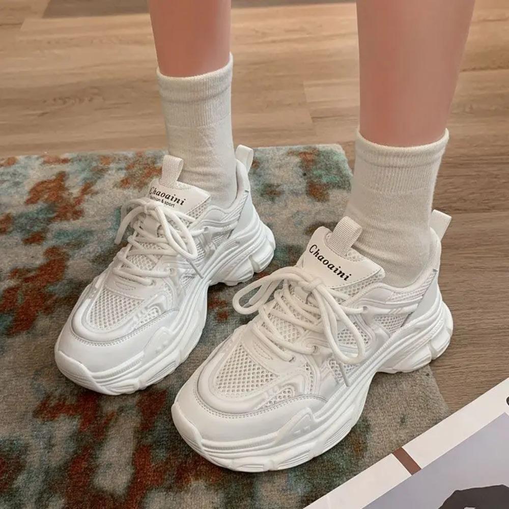 

Spring Autumn New Women s Mesh Shoes Breathable thick soled non slip footwear Fashion white sneakers casual comfort ladies shoes 35