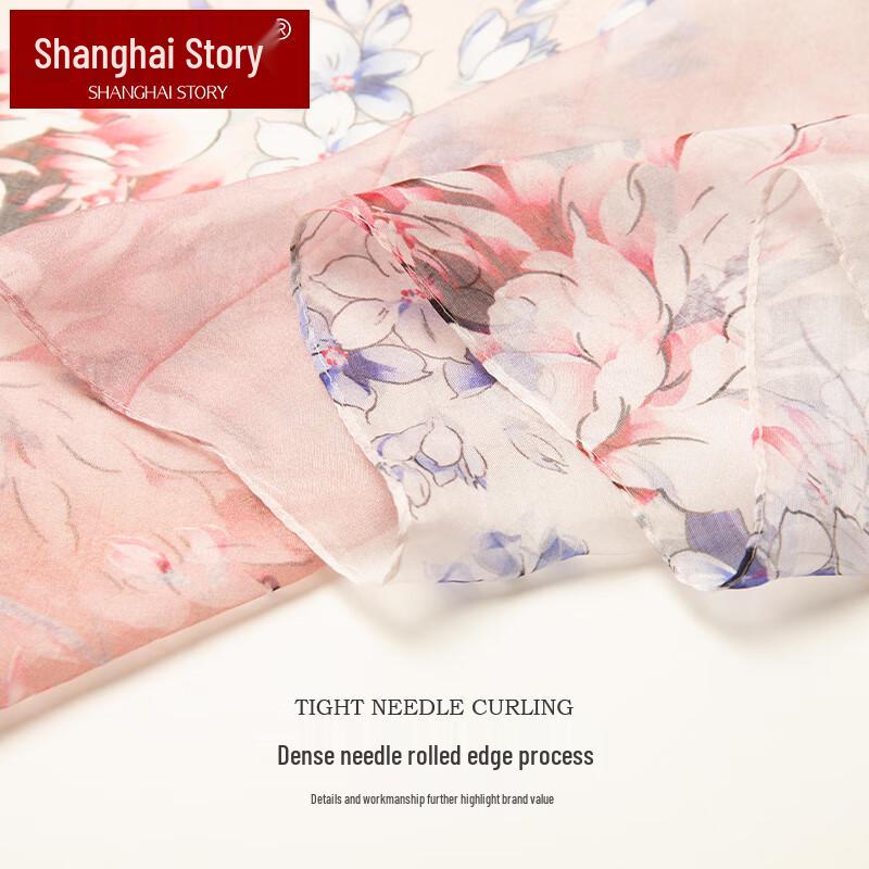 Shanghai Story 100% Mulberry Silk Chiffon Scarf Shawl
