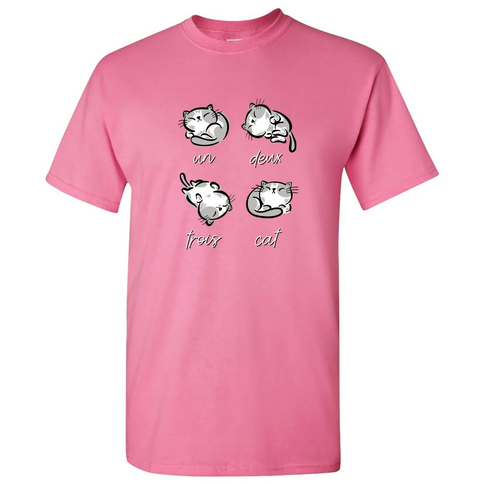 Un Deux Trois Cat - Funny Cute French Kitty Adorable Animal Lover T Shirt L