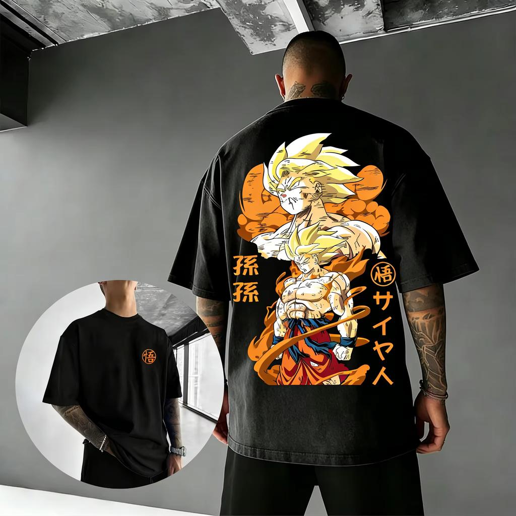 Dragon Ball Trendy hot items Anime Cotton Tshirt Summer New Super Saiyan Printed Mens and Womens Street Hip Hop Casual Top