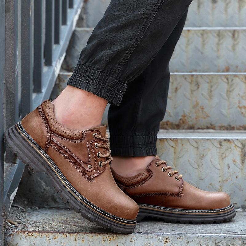 Fashion Thick Soled Men's Shoes Luxury Quality Genuine Leather Style Business Office Formal Party Classic Black Brown Shoes Hot Quality