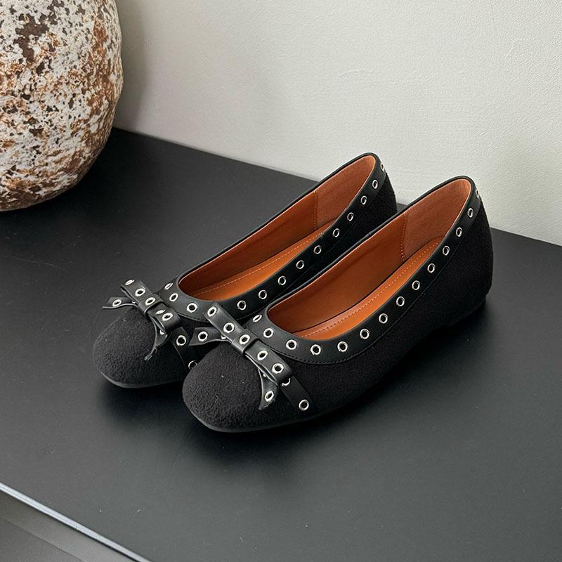 Fashion Fashion Metal Women Flats Shoes Butterfly-Knot Luxury Female Shallow Ladies Flats Shoes With Height Increasing Footwear lady
