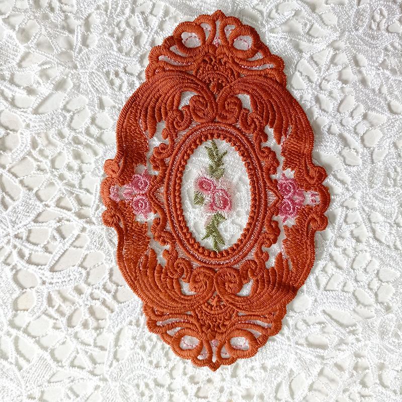Oval Coaster European Lace Embroidered Dining Table Mat Decorative Fabric Coffee Table Mat Embroidery Retro Heat Insulation Weaving
