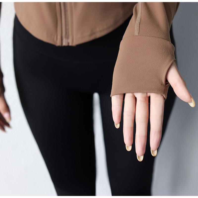 Nový jógový kabát, krátká sportovní bunda, dámské fitness oblečení, zeštíhlující postava, jógová bunda na zip