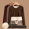 Women's  Autumn Winter Round Neck with Velvet Lining Sweater Thickened Wear Thermal Clothes Long-sleeved T-shirt Bottoming Shirt