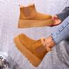 Women's Plus Size Ankle Snow Boots Winter New Minimalist Platform Warm Fleece Lined Boots