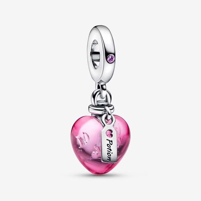 2023 Valentine's Day Charm 925 Sterling Silver Frosted Red Love Potion Murano Beads Fit Original Bracelet DIY Jewelry