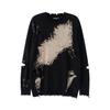 Oversized Crewneck Sweater With Distressed Pinhole Detail Winter Streetwear Knitwear Teens