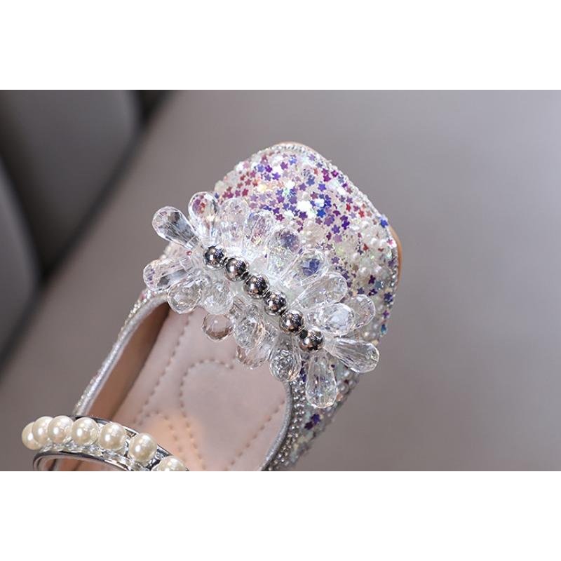 Autumn new style ladylike baby girl girls' princess rhinestone pearl flat shoes, leather shoes, dance performance shoes