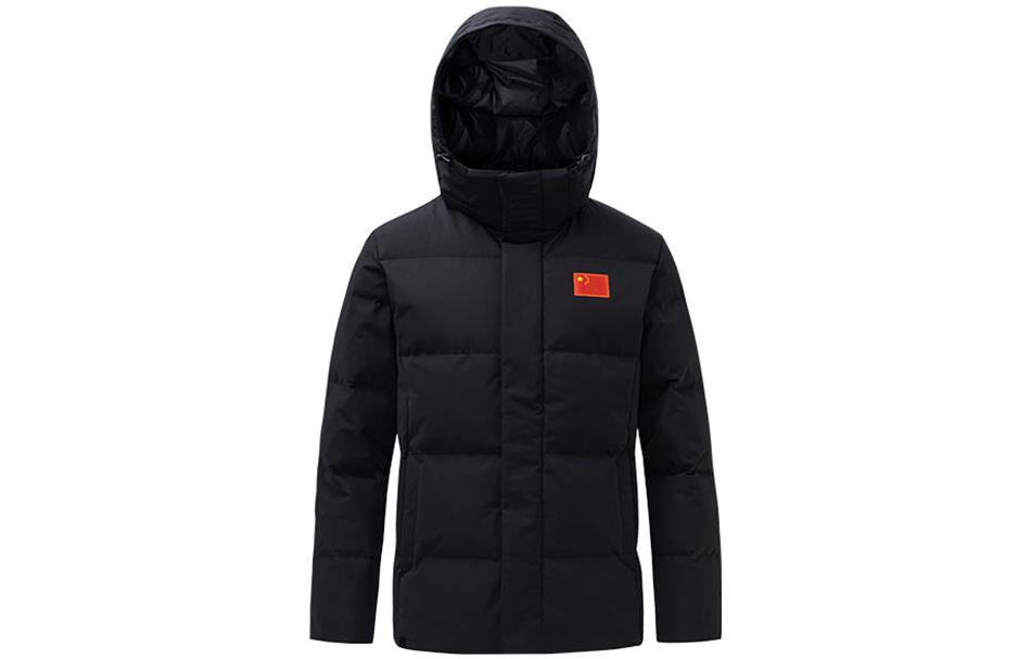 Men's ANTA Down Jackets Men's Black Hooded Thickened Other