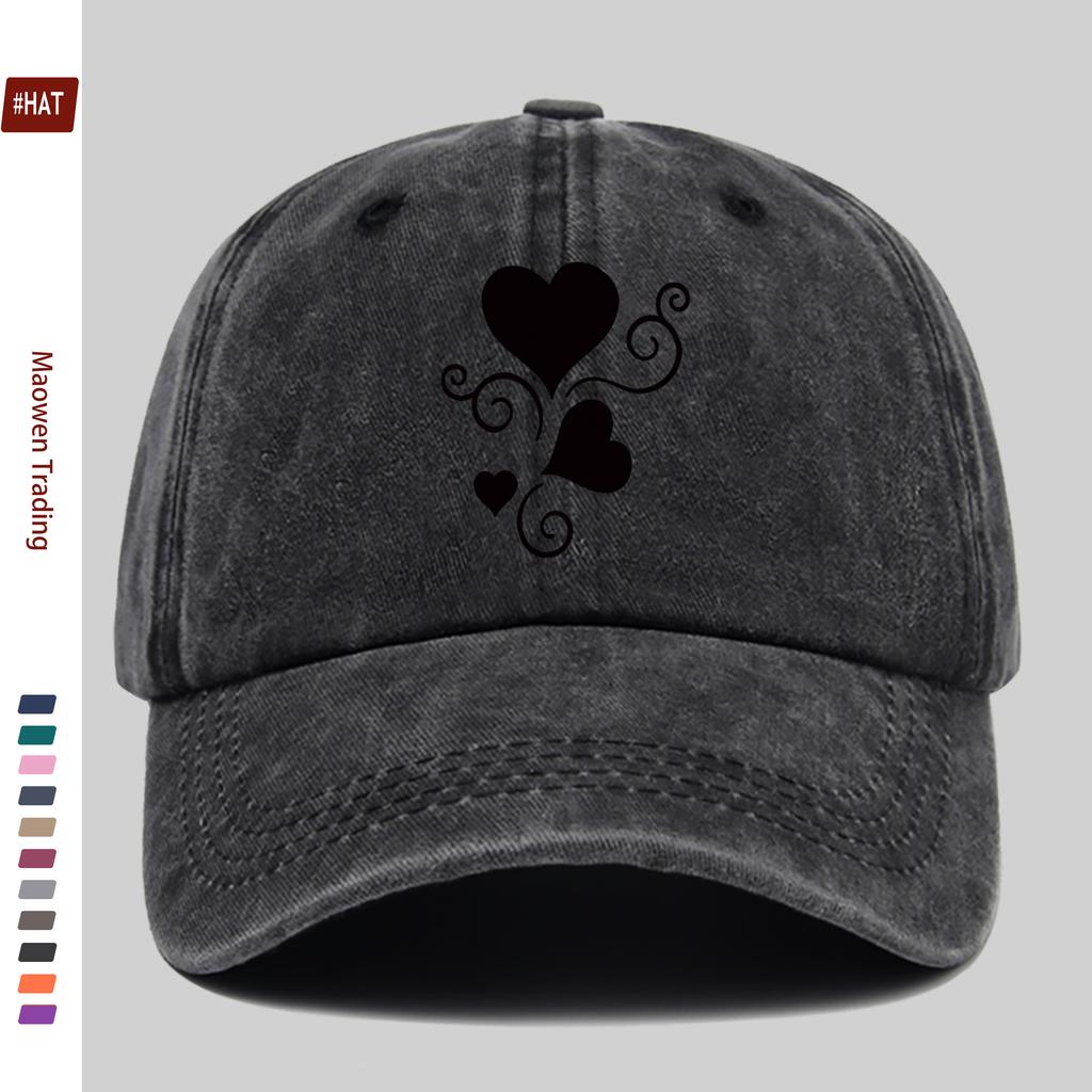 pc Adjustable Buckle Trucker Cap for Men  Women  Lightweight Vintage Washed Baseball Hat with Vine Heart Print Suitable for