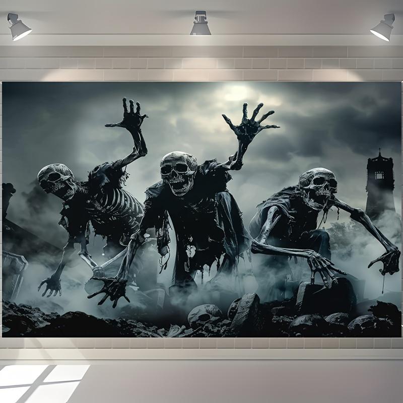 1 piece of Gothic zombie-apocalypse-themed polyester horror event decoration suitable for Halloween and carnivals