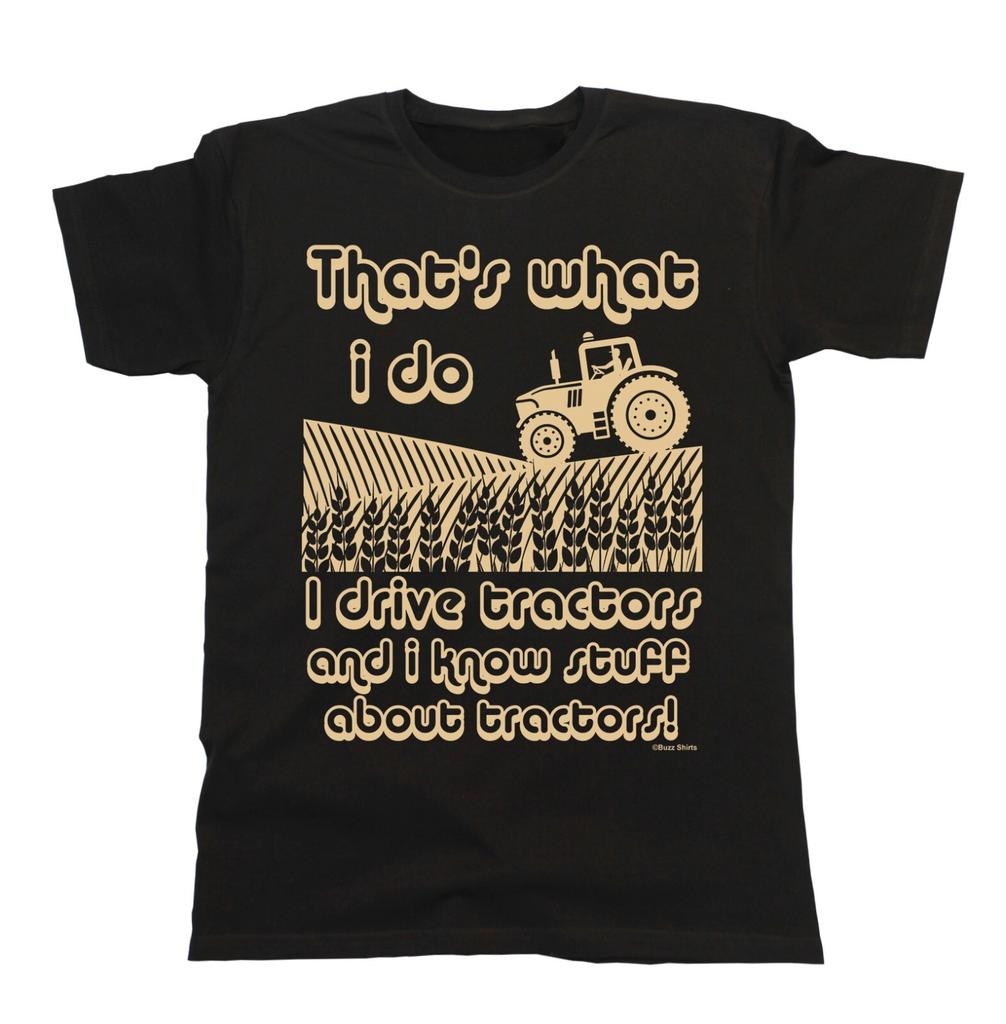 I Know Stuff About Tractors Mens Funny T-Shirt Mens Womens Tees Top  Farmer Farming Gift