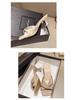 Women's Square Toe Plus Size Stiletto Heel Cross Strap Flip Flops - Medium Heel Fashion Slippers