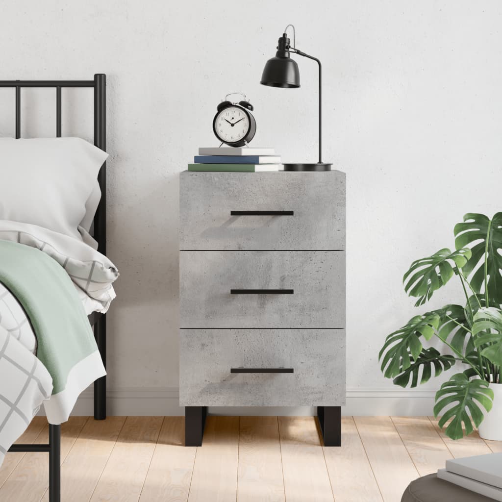 Nightstand Concrete Gray 40 x 40 x 66 cm Engineered Wood