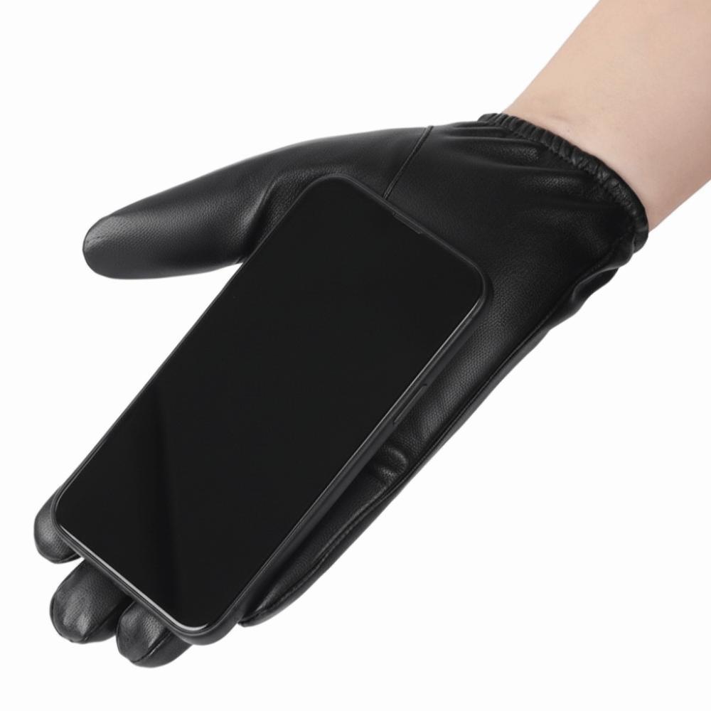 Cool Full Finger Mittens Punk PU Leather Gloves Simple Driving Gloves  Outdoor