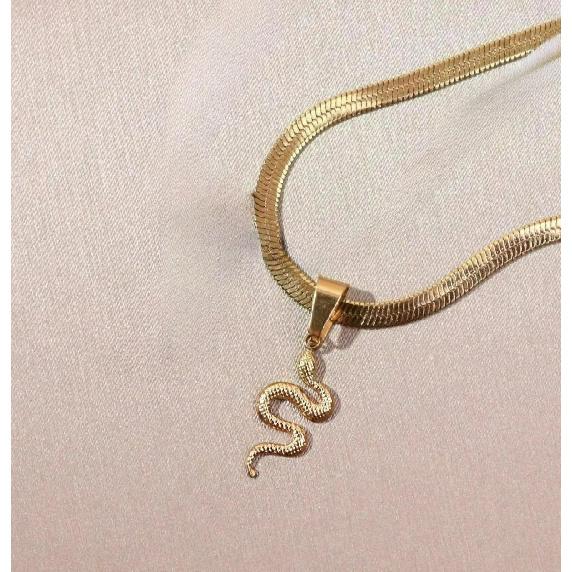 Small Animal Snake Pendant Flat Snake Chain Necklaces for Women Choker Colier Stainless Steel Jewelry Party Birthday Gift New