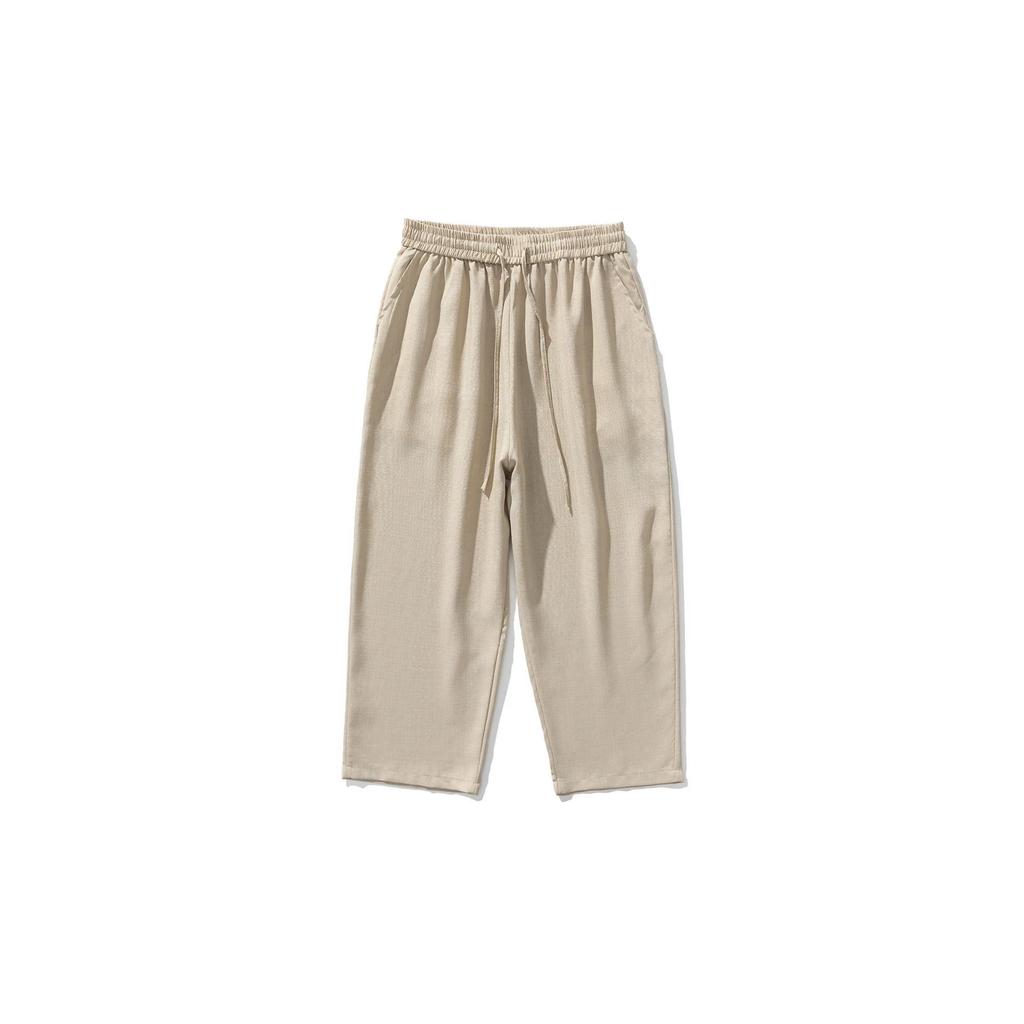 Chinese Style Summer New Large Size Hong Kong Style Loose Men's Pants Straight Nine-point Pants Trendy Casual Pants