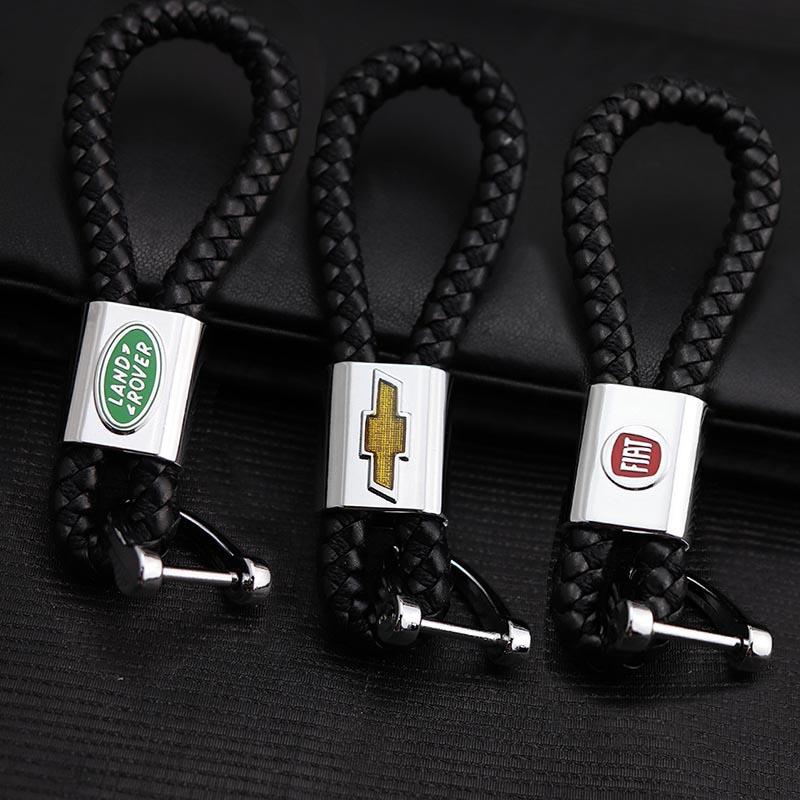 Buy 1PC Hand Woven Leather Car KeyChain Key Ring Detachable Metal ...