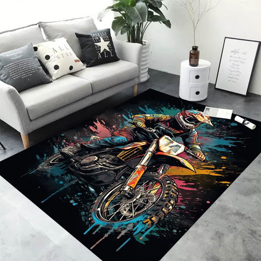 3D Printing Racing Motorcycle Moto Carpet for Living Room Bedroom Sofa Doormat Area Rugs Home Decor Kids Play Non-slip Floor Mat