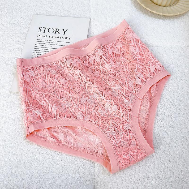 FINETOO 1Pc Summer Sexy Ultra-thin Lace Perspective Panties Women High Waist Lace Floral Underwear Female Breathable Intimates Lingerie