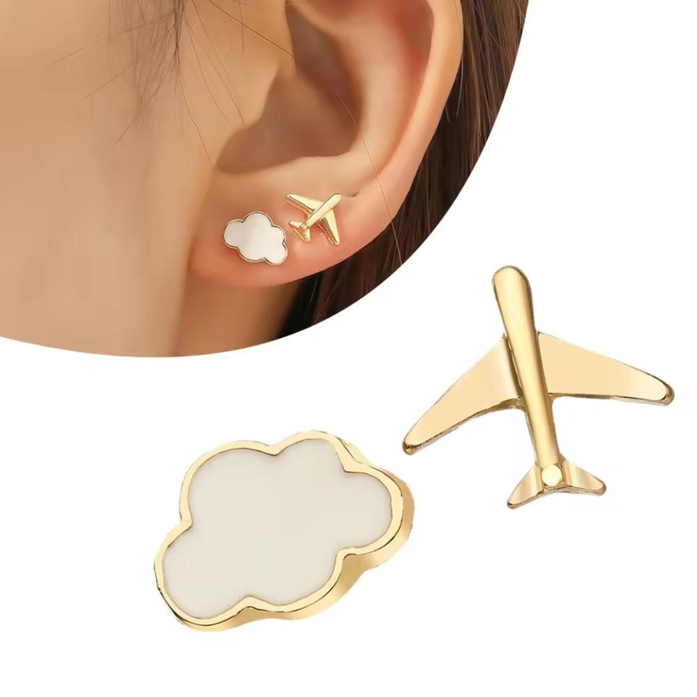 Fashion Cute Cloud Airplane Small Earrings for Women Ear Stud Girls Creative Sweet Dripping White Earrings Jewelry Accessories