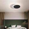 Nordic White Black Moon Type Led Round Ceiling Lamp For Living Room Study Bedroom Kitchen Wrought Iron Acrylic Home Lighting