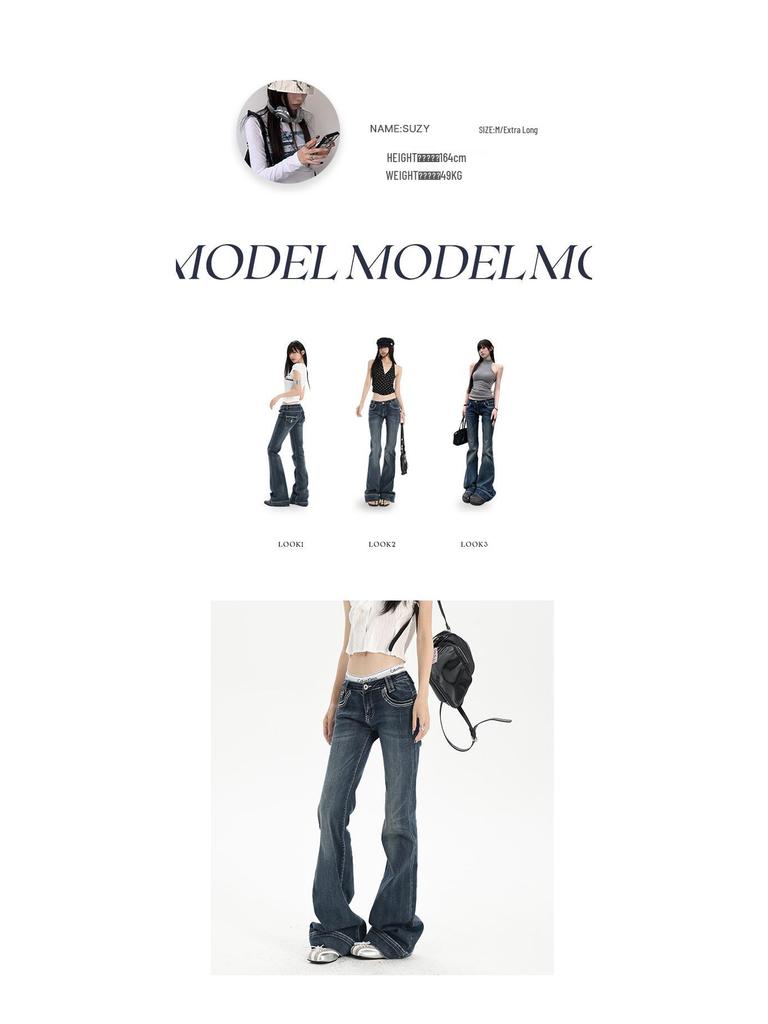 Spicy Girl Low-Waist Micro-Flare Bell Bottom Jeans - Summer 2025 Slim-Fit Stretchy Pants for Women
