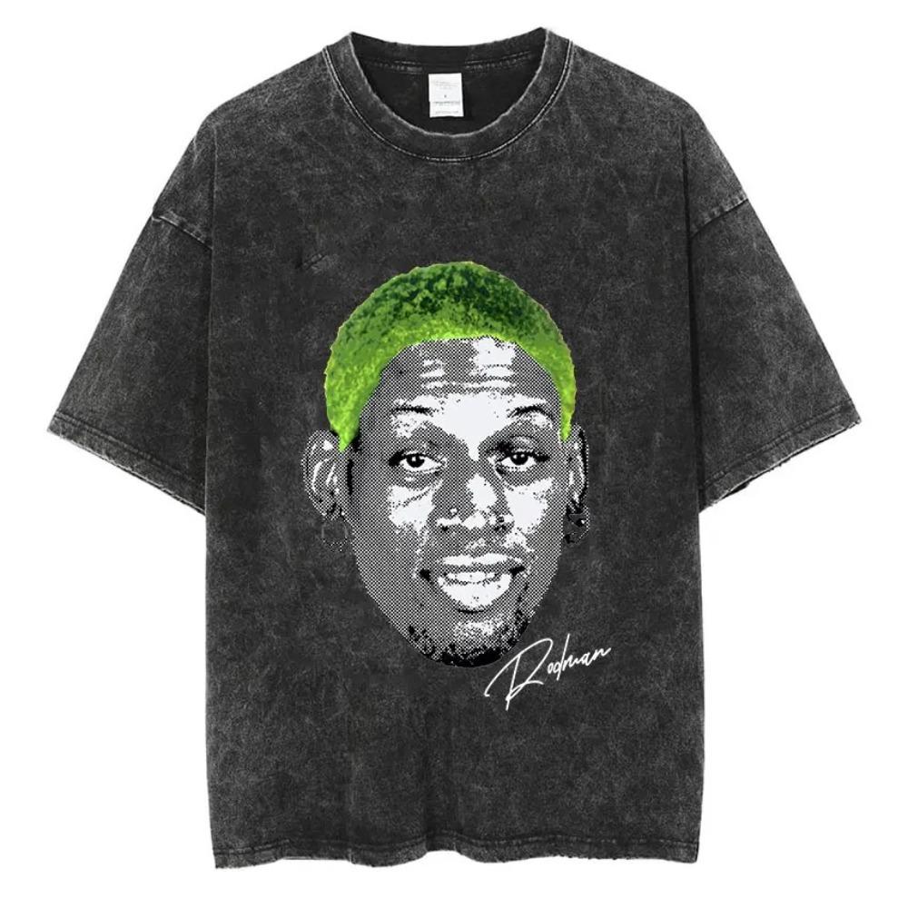 Dennis Rodman Basketbalové Grafické Tričko Pánské Vintage Prané Krátký Rukáv Trička Pánské Pánské Hip Hop Oversized Tričko Streetwear The Worm Tričko