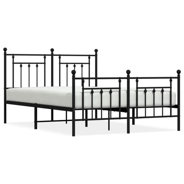 VidaXL Metal Bed Frame with Headboard-Footboard Black 150x200 Cm 353557