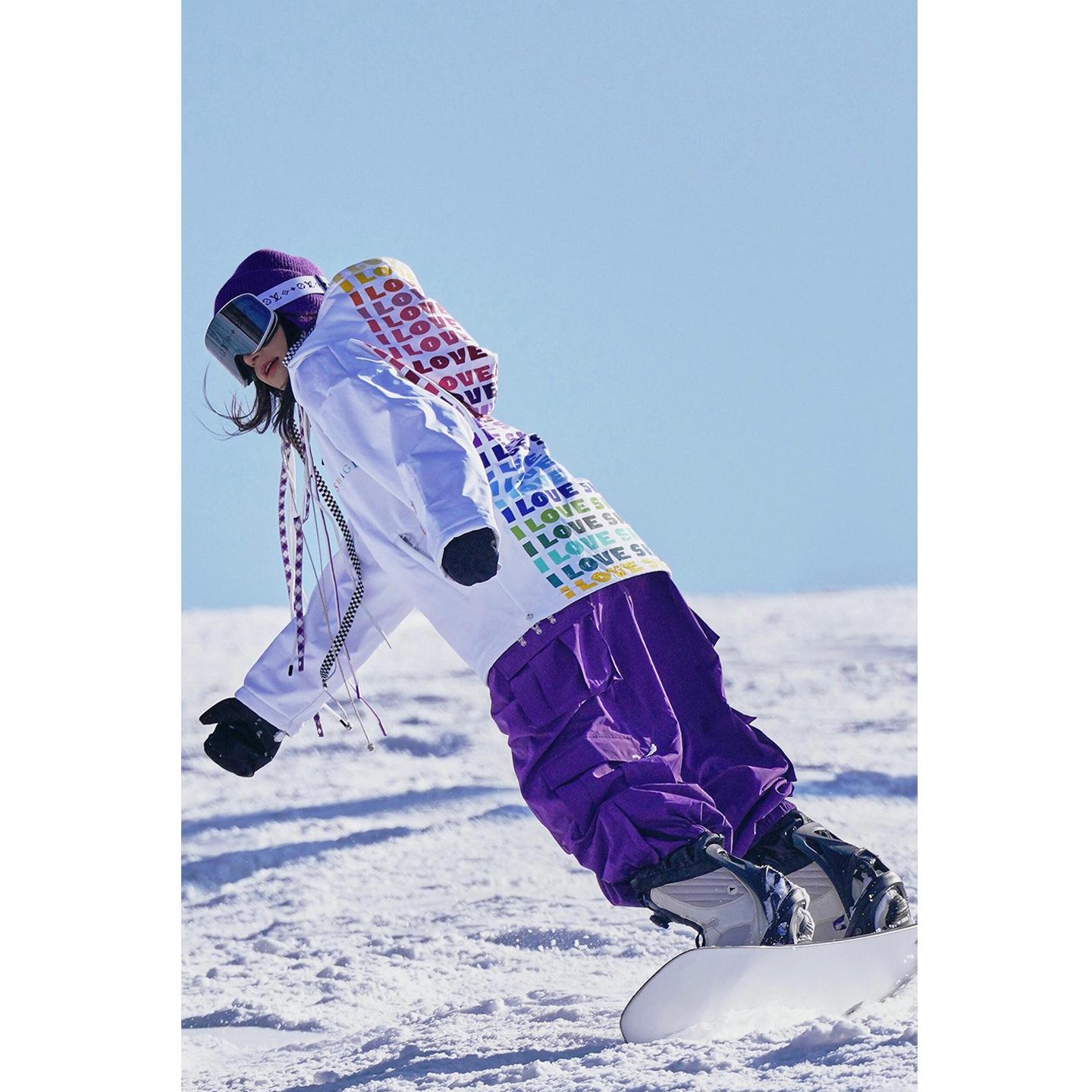 

Unisex Glowing Rabbit Night Ski Pants, Fleece-Lined, Warm, Windproof, Waterproof, Professional Mountaineering Snow Pants with Ankle Cuffs L