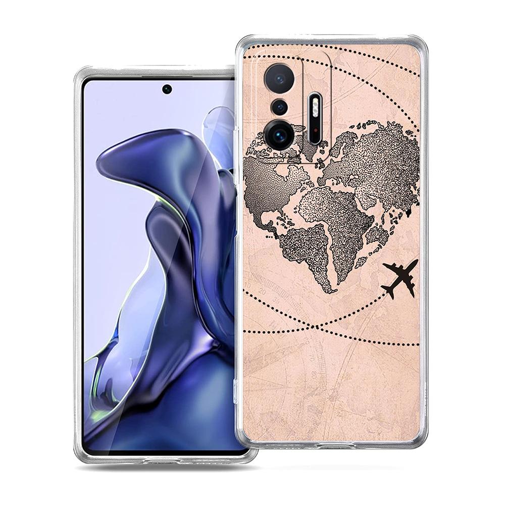 Transparent Phone Case for Xiaomi Mi 14 13 12 11 Ultra 13T Poco X3 NFC F3 F6 Pro Soft TPU Shell Travel-Inspired Airplane Route