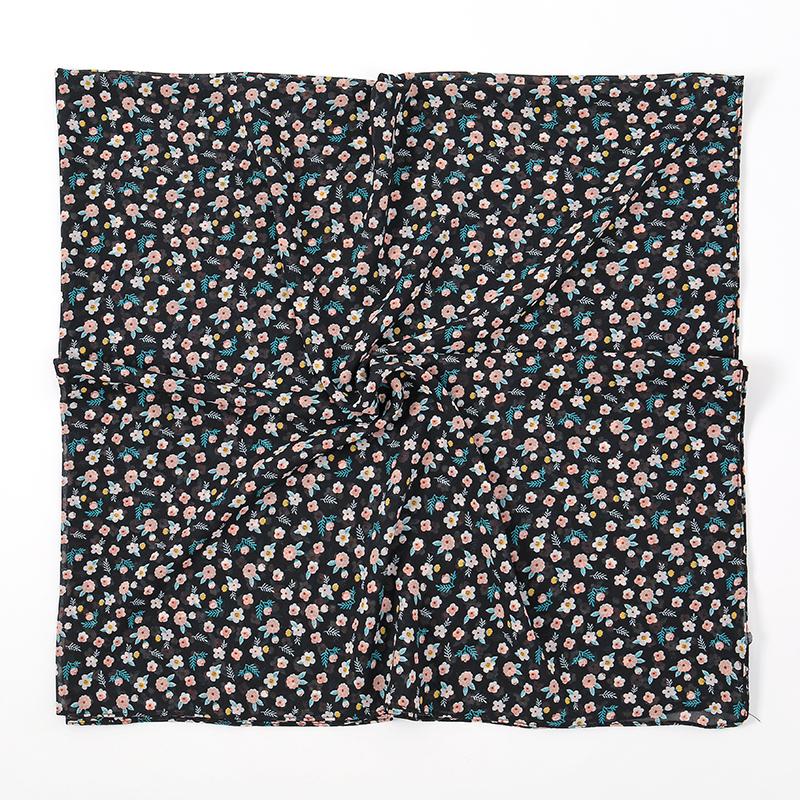 115cm Floral Printed Square Scarf Chiffon Headband Scarf For Muslim Woman Hijabs Shawls Lady Elegant Wraps Ethnic Islam Turban