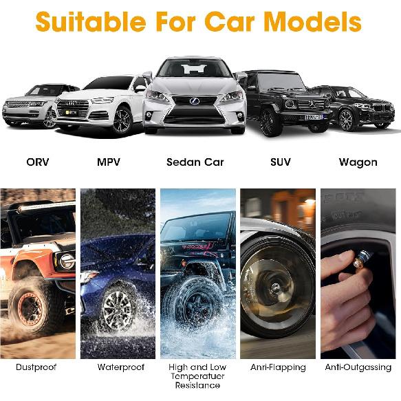 Tire Pressure Monitoring System, TPMS for RV and Trailer, Solar Powered TPMS with LCD Display, 4 Sensors, Real-Time Pressure and Temperature