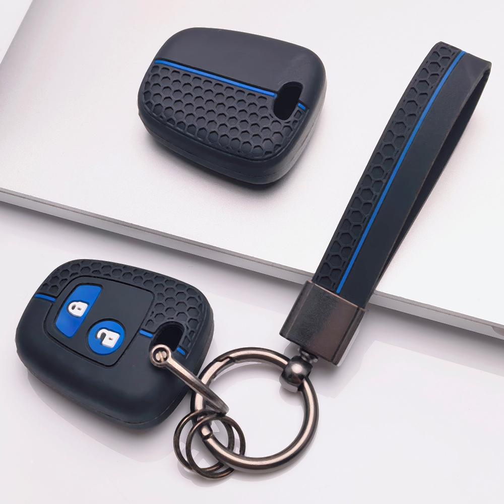 Soft Silicone Remote Key Case for Peugeot 107 108 206 207 307 308 Citroen C1 C2 C3 with Keychain Honeycomb Texture Racing Stripe Key Shell Accessory