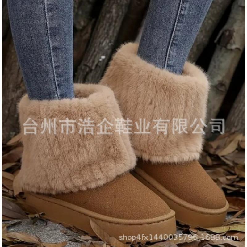 

Обувь осень и зима Bosi новая толстая подошва круглый носок пушистые брюки ботинки короткие Le повседневные зимние ботинки 38 светло-коричневого