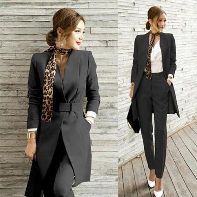 Costum Profesional Femei Toamnă Moda Costum Jachetă Pantaloni slim Costum din două piese